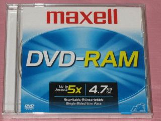 Maxell DVD RAM Disc One 4 7gb Rewritable 5X Single Sided dvd