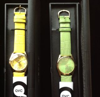 Gossip Ladies Wristwatches Leather Band Yellow and Lime Green Sweet