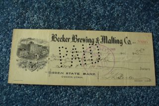Ogden State Bank Ogden UT Becker Brewing Co 1908