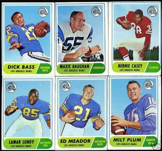 Los Angeles Rams 1968 Topps NFL Football Unique 6 Card Team Lot Lundy