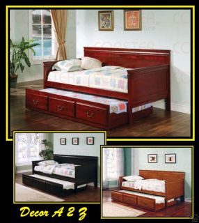 Black Cherry Oak Fountain Louis Philippe Twin Daybed with Trundle