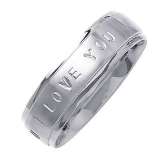 Love You Engraved Platinum Wedding Ring Band 6 0mm