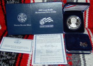 complete 2009 louis braille bicentennial proof silver dollar one ounce