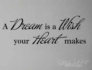DREAM WISH HEART WALL DECAL LETTERING QUOTE HOME MODERN vinyl love
