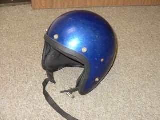 Used Vintage LSI 4150 Motorcycle Helmet Blue Sparkle