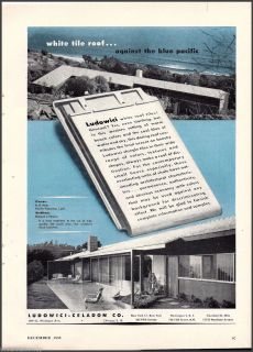 1950 LUDOWICI CELADON Tile Roofing AD HR Hess Home Pacific Palisades
