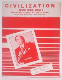 1957 Louis Prima Civilization Sheet Bongo Bongo Bongo