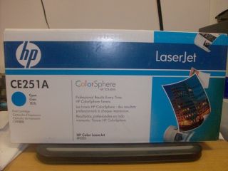 New in Box HP Color LaserJet CE251A Cyan Toner Cartridge for CP3525
