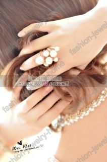 Fashion Imitate White Pearl Golden Ring for Women