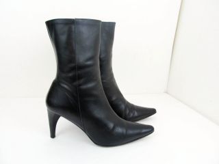 Republic Black Leather High Heel Ankle Boots Shoes Womans 8 M
