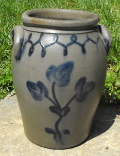 Antique Cobalt Stoneware Lowndes Crock Jar early 1800s Petersburg