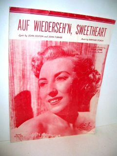 WiedersehN Sweetheart Sheet Music Cover Photo Vera Lynn 1952