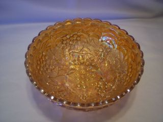 Imperial Marigold Carnival Glass Grape Bowl 7 Width