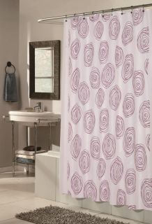 Lucerne White and Magenta Shower Curtain with Flocking