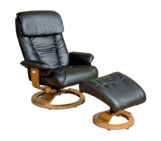 Mac Motion Black Leather w Pecan Recliner Chair 819
