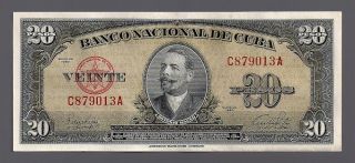 Cuba 1949 Banco Nacional de Cuba Antonio Maceo 20 Pesos UNC