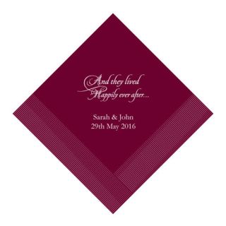 Personalized Happily Ever After Beverage Luncheon Napkins