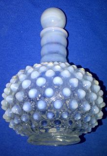 Antique Vintage Fenton Blue Opalescent Hobnail Moonstone Perfume