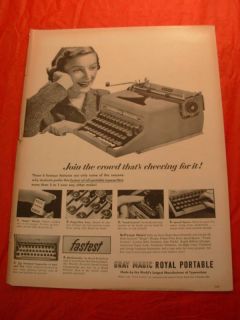 1950 Gray Magic Royal Portable Typewriter Ad