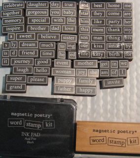Word Stamp Kit Magnetic Poetry w Stamp Block and Ink Pad