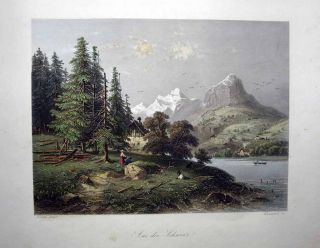 1853 Maffei Rosal Romantic Swiss Landscape Fine Example