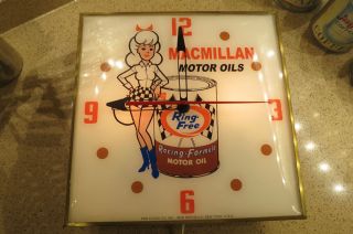 Macmillan Motor Oils Pam Advertising Clock Outstanding