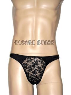Sexy Men Underwear Lace Sheer Brief Thong String JC184
