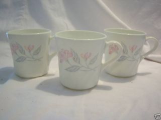 Set of 3 Corning Corelle Coffee Mugs Cups Pink Trio