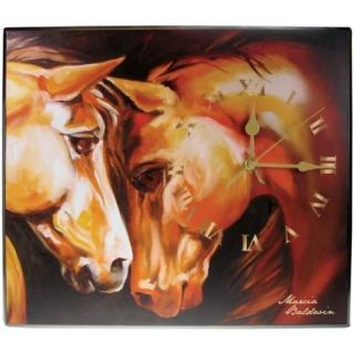 Marcia Baldwin 21022 Spirit XI Horses Wall Clock 12 x 14 Brown Horses