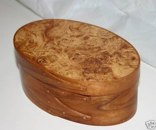 Cherry Maple Burl Shaker Oval Box Handcrafted