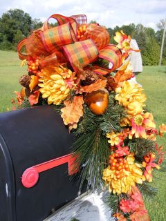 Petal Pushers Fall Harvest Mailbox Swag Artificial Wreath Decoration