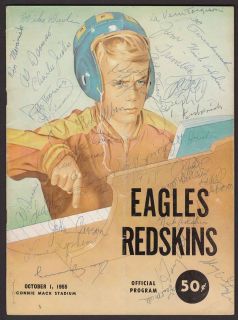 Signed 1955 Eagles Redskins NFL Program 33 Signatures