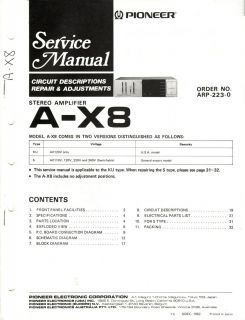 Pioneer Original A x8 Amplifier Service Manual