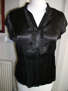 Marks and Spencer per Una Chocolate Ruffle Silky Top UK 10 12 18 Brand