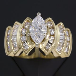 25 Carat Marquise Cut Diamond Wedding Ring 14k Yellow Gold Solitaire