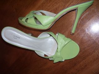 MARCELLO PACI MULES HIGH HEEL SANDALS SZ 10 MADE IN BRAZIL GREEN