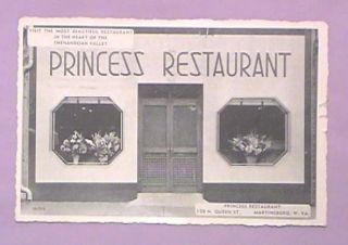 1943 Princess Restaurant Downtown Martinsburg WV 128 N Queen Street PC