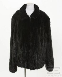 Marshall Fields Black Mink Fur Zip Front Coat