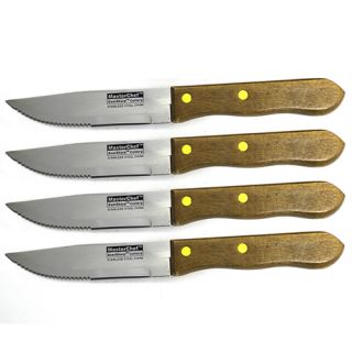 MasterChef 4 pc Jumbo Steak Knife Set w/ Wooden Blocks  Surgical