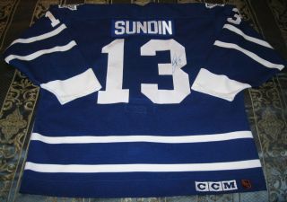 Maple Leafs Mats Sundin Signed Center Ice CCM Maska Game Jersey 52 w
