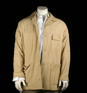 Mens L 52 Tan Khaki Suede Leather La Matta Jacket Shirt Italy