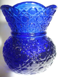 Cobalt Blue glass tabletop toothpick holder daisy and button queen
