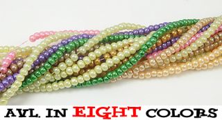 Multi Color 3mm Glass Pearl Round Bead 30 inch Strand Imitation 4mm