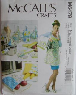 McCalls Pattern 6479 Misses Apron Kitchen Towel Potholders Microwave