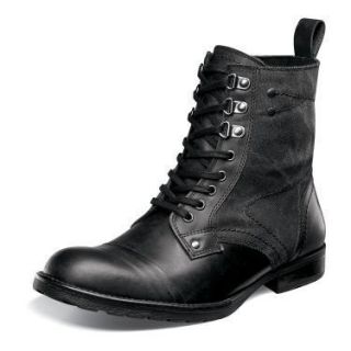 Stacy Adams Mens Battalion Lace Up Leather Military Ankle Boots Black