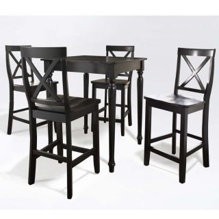 Piece Pub Dining Set Table and 4 Turned Leg X Back Chairs, from