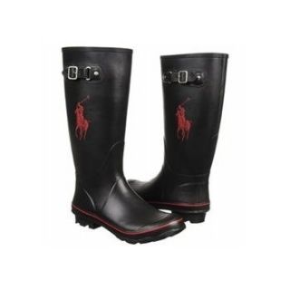 Mens Ralph Lauren Polo Matteo Black Rubber Rain Boots Size 7 NEW Free