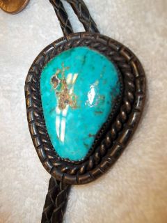 Big Turquoise Navajo Bolo Bright Turquoise Color