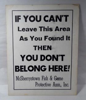 Vintage Pennsylvania McSherrystown Fish & Game Protective Association