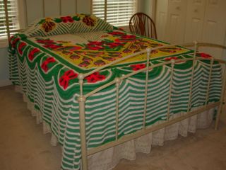 Vintage Chenille Bedspread Peacock